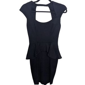 Bebe Black Peplum Dress with Cutout Back✨ XS